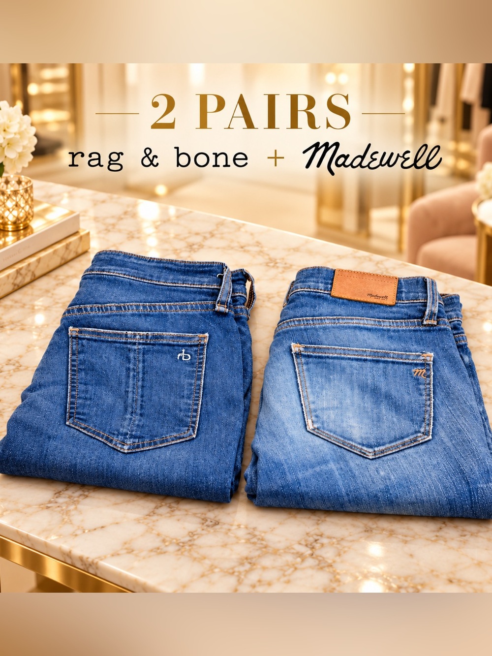 2 Pairs rag & bone Madewell Jeans Bundle Denim Size 25 waist 26 inseam 25x26